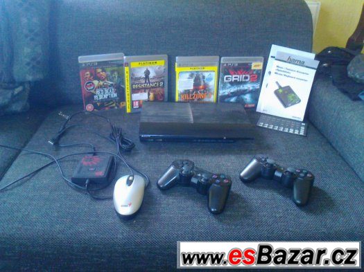 PS3 Slim  2x ovladač,hry kabely – fotografie 1