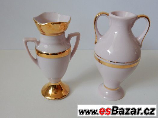 2 sběratelské miniatury z růžového porcelánu – fotografie 1