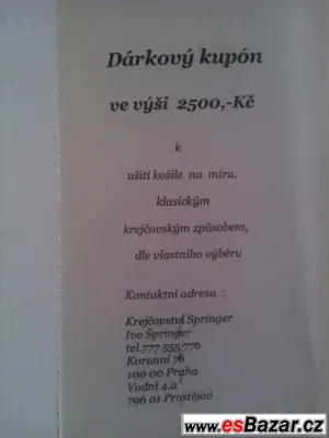 Poukaz na ušití košile na míru 