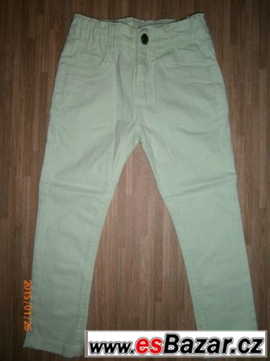 zelenkavé kalhoty,rifle, pláťáky slim Denim vel.104 – fotografie 1