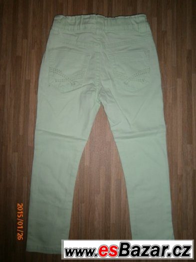 zelenkavé kalhoty,rifle, pláťáky slim Denim vel.104 – fotografie 2