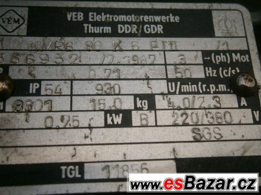 Přírubový elektromotor 0,75kw-930 ot.min.380V. – fotografie 3