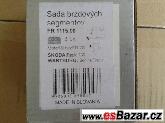 ŠKODA 130, 135, 136 "M",Wartburg 353 - Brzdové destičky NOVÉ – fotografie 3