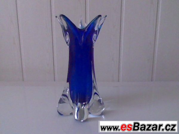 Modré hutní sklo Bohemia glass – fotografie 3