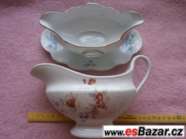 Omáčník porcelánový bílý s květy  – fotografie 1