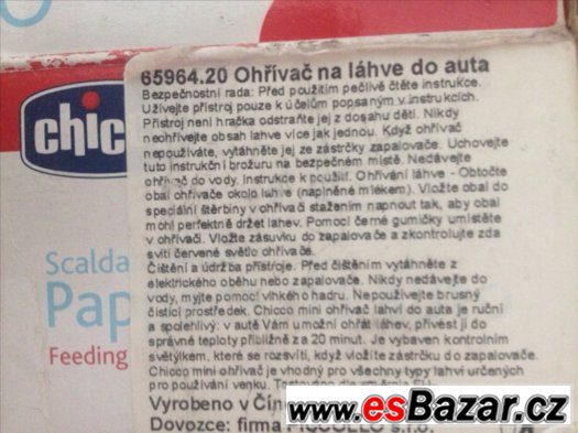 Ohřívač láhví do auta chicco – fotografie 3