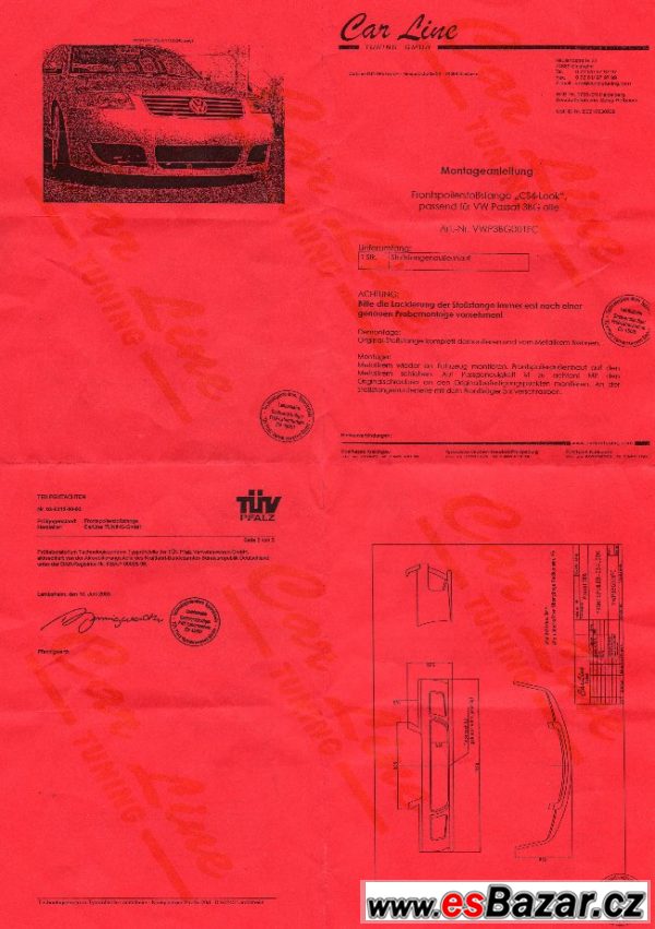Originál přední spoiler VW Passat – fotografie 3