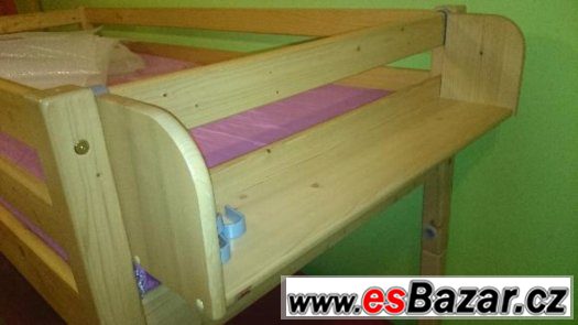 zvýšená postel jednolůžko Domestav + schůdky, skluzavka, – fotografie 2
