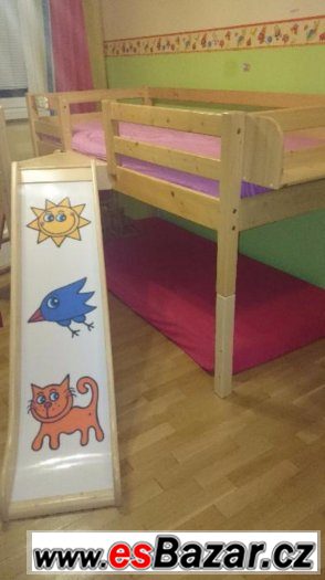 zvýšená postel jednolůžko Domestav + schůdky, skluzavka, – fotografie 5