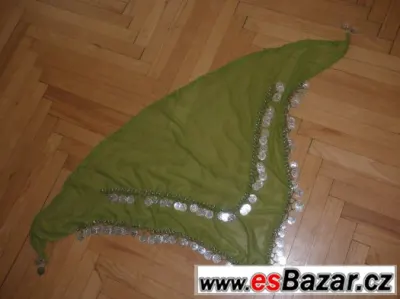 Profesionální zelený šátek na orientální tanec