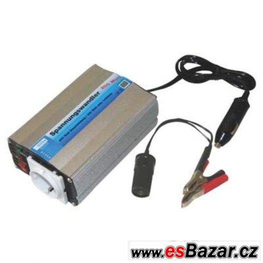 Měnič napětí, invertor Güde 12V na 230V max 400W – fotografie 1