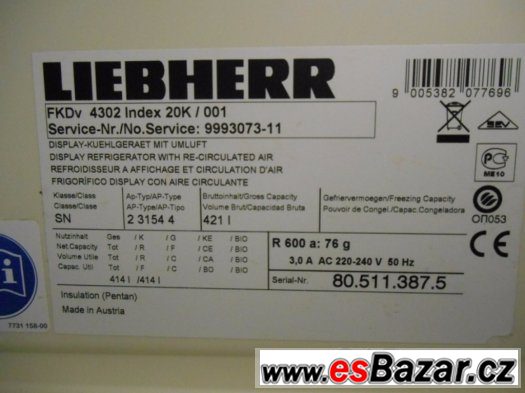 Prosklená lednice LIEBHERR – fotografie 3