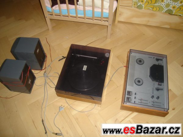 Gramofon,magnetofon,2 reproduktory – fotografie 3