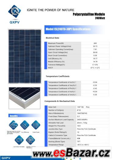 Fotovoltaický solární panel 240Wp – fotografie 2