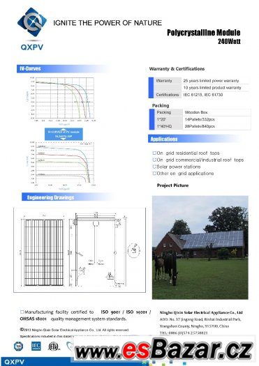 Fotovoltaický solární panel 240Wp – fotografie 3