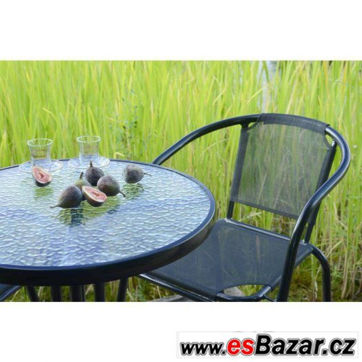 BISTRO stolek se skleněnou deskou a 2 židle z polyratanu – fotografie 5
