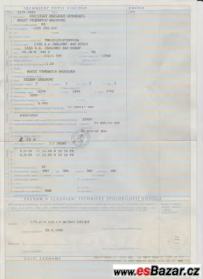 Doklady Liaz 250.260 nosič vým. n.