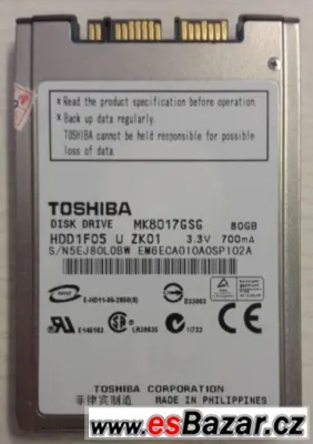 1,8" microSATA HDD pevný disk 80GB Toshiba - nový