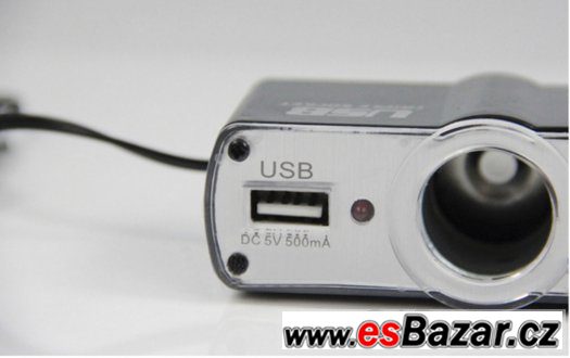 Auto zástrčka 3v1 s USB slotem,12V CL roztrojka do auta nová – fotografie 5