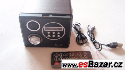 Přenosné repro MP3 rádio budík, USB, 3.5 jack vstup, SD nové – fotografie 3