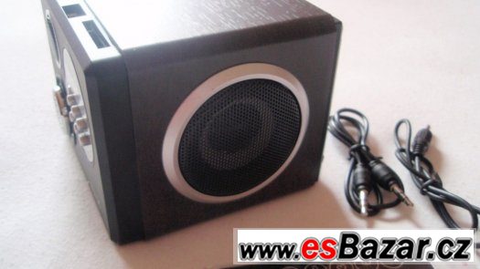 Přenosné repro MP3 rádio budík, USB, 3.5 jack vstup, SD nové – fotografie 4