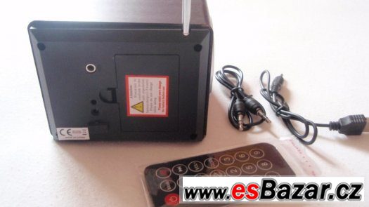Přenosné repro MP3 rádio budík, USB, 3.5 jack vstup, SD nové – fotografie 5