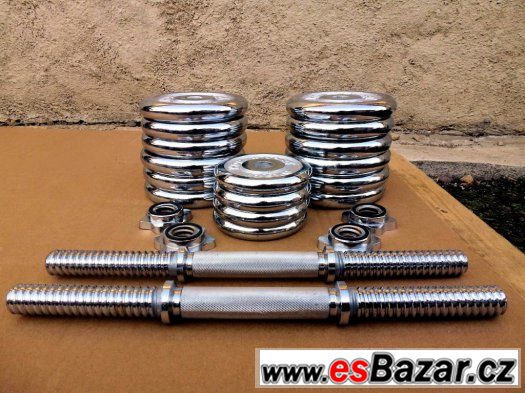 Jednoručky činky 2x20kg za 2400,- CHROM – fotografie 4