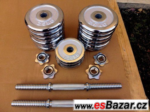 Jednoručky činky 2x20kg za 2400,- CHROM – fotografie 5