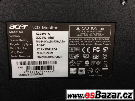 LCD monitor ACER 22" širokoúhlý – fotografie 4