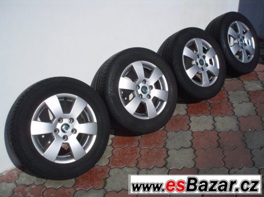Orig.sada Alu Škoda 15", pro model Octavia II, vč.pneu – fotografie 1