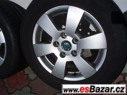 Orig.sada Alu Škoda 15", pro model Octavia II, vč.pneu – fotografie 5