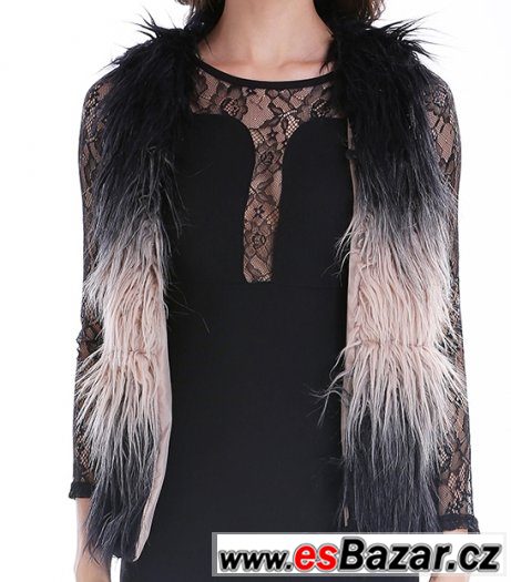 Ombre faux fur vest/Chlupatá vesta/ Vesta s chlupem XXS-S/M – fotografie 5