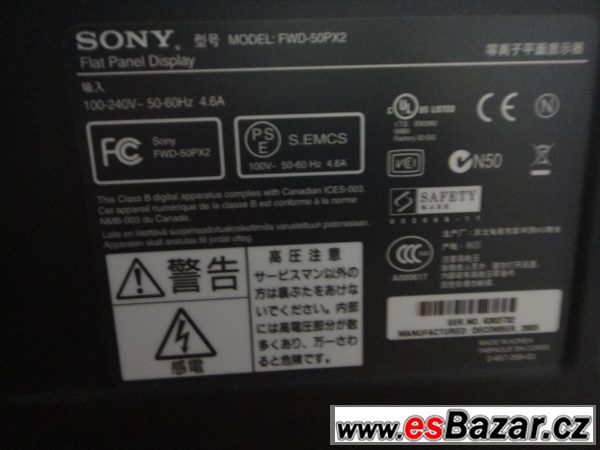 Plazma Sony FWD-50PX2 128cm – fotografie 3