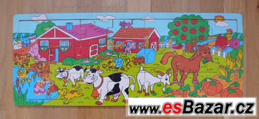 DŘEVĚNÉ PUZZLE FARMA DOMÁCÍ ZVÍŘATA, SKLÁDAČKA – fotografie 1
