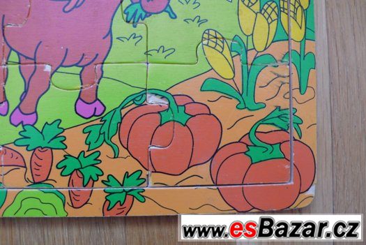 DŘEVĚNÉ PUZZLE FARMA DOMÁCÍ ZVÍŘATA, SKLÁDAČKA – fotografie 3