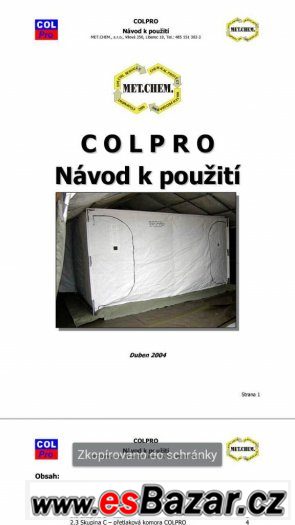 AUKCE - Protichemický dekontaminační stan značky COLPRO – fotografie 1