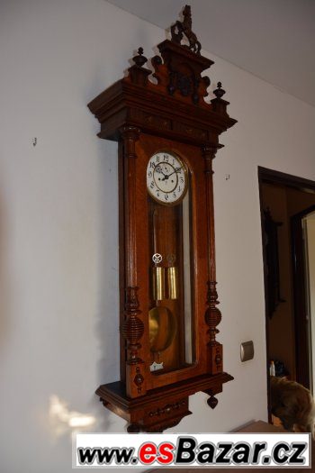 Starožitné 2-závažové hodiny Gustav Becker s koněm r1887 – fotografie 3