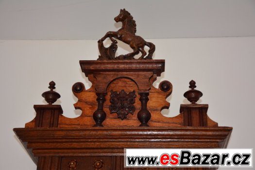 Starožitné 2-závažové hodiny Gustav Becker s koněm r1887 – fotografie 4