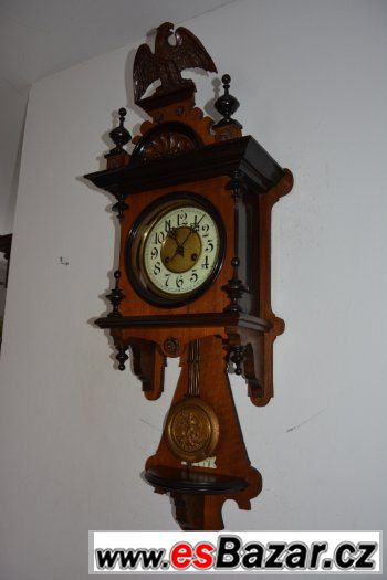 Starožitné, řezbované hodiny Junghans s orlicí r1905 – fotografie 2