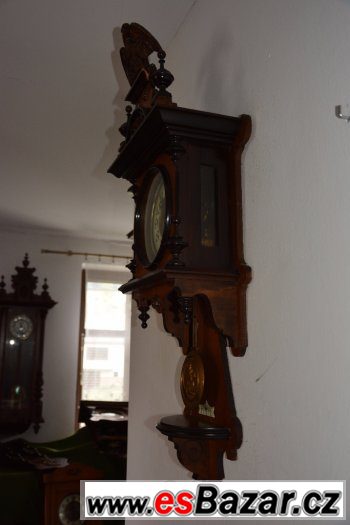Starožitné, řezbované hodiny Junghans s orlicí r1905 – fotografie 3