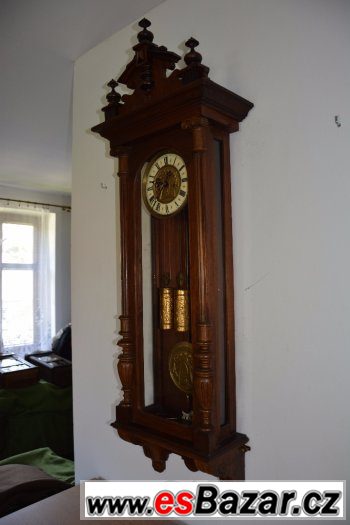 Starožitné 2-závažové hodiny Gustav Becker r1895,Gravírované – fotografie 3