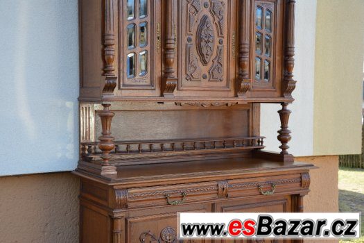 Starožitný, řezbovaný příborník - 120 let-Unikátní kus-velký – fotografie 5