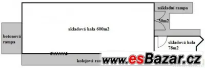 Prodej zateplené skladové haly 678m2, pozemku 1.820m2
