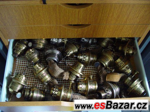 Petrolejová lampa -  mosazné hořáky, držáky, knoty, cylindry – fotografie 2
