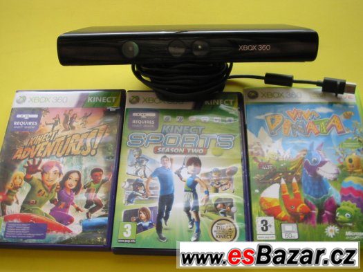 Kinect pro XBOX 360 + 3 hry ,sluchátka – fotografie 1