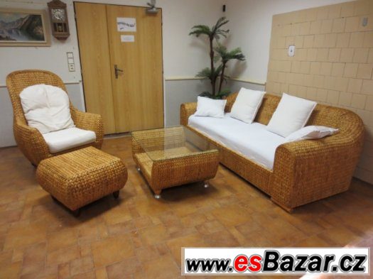Exotická sedací souprava z banánovníku. 3+1+taburet+stolek – fotografie 4