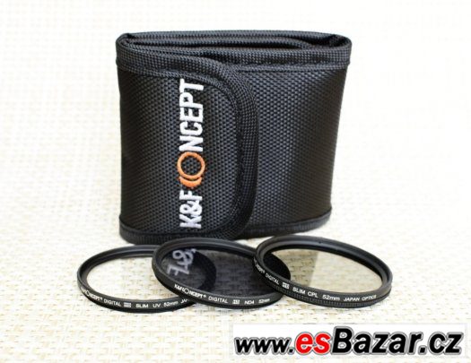 Sada 3 filtrů 52mm UV, CPL, ND4 a pouzdro zdarma – fotografie 1