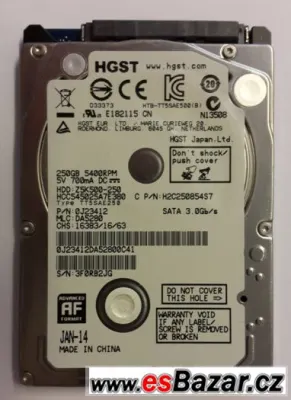 pevný disk notebook HDD 2,5" HGST 250GB SATA včetně záruky