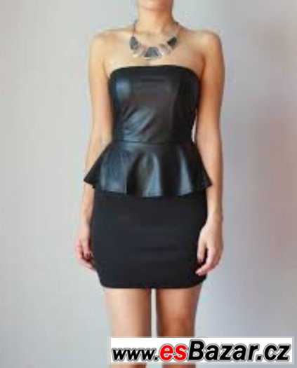 kožené peplum šaty vel 40 – fotografie 1