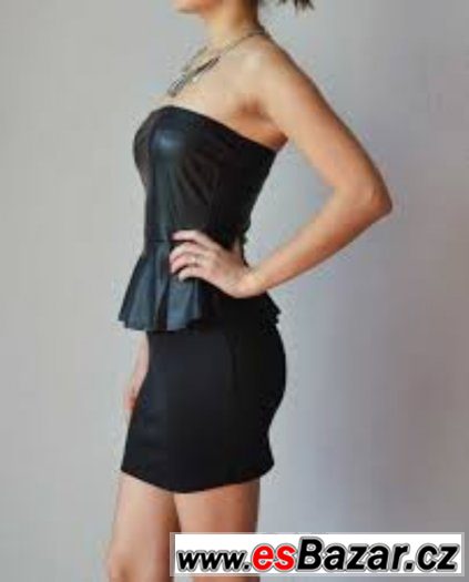 kožené peplum šaty vel 40 – fotografie 2